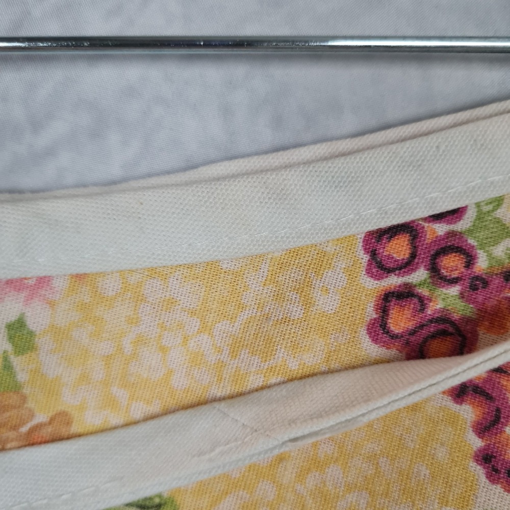 Floral Wrap Skirt Womens M Multicolor Cotton Canvas Lined Midi Handmade - Picture 13 of 16